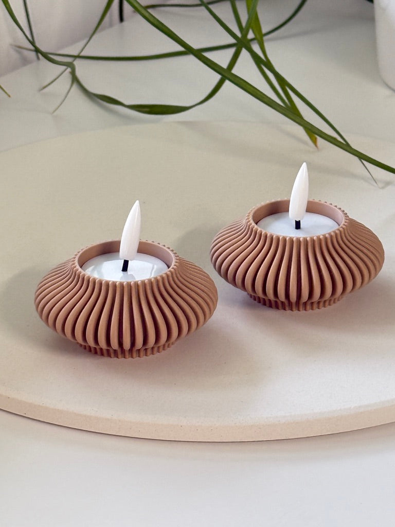 Latte beige LED telysholder interiør